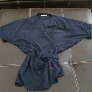 Gibson Latimer Navy blue wrap top